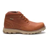 Bota de cuero color marrón, con cordones y suela de goma color beige. Cuenta con tecnología impermeable y plantilla confortable.