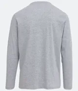 Remera gris de algodón, manga larga y cuello en V.