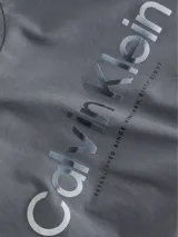 Remera gris de algodón con logo Calvin Klein estampado en el pecho.