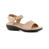 Sandalias bajas negras de cuero, con tira ancha sobre el empeine y pulsera con hebilla al tobillo.