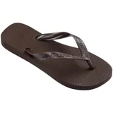 Ojotas Havaianas modelo Top Tiras Flip Flops, color marrón oscuro, con tiras texturizadas y logo de la marca en relieve.