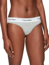 Colaless gris de algodón modal con cintura elástica blanca con logo Calvin Klein.