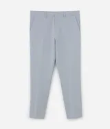 Pantalón de vestir de corte slim, color gris claro, con cintura con trabillas, cierre tradicional, bolsillos laterales y traseros. Confeccionado en algodón, poliéster y elastano.