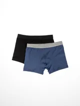 Pack de dos bóxers de algodón y elastano, uno gris jaspeado y otro azul.