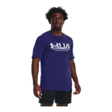 Remera negra de Under Armour con logo de la marca en blanco y amarillo.