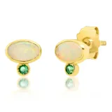 Caravanas de plata 925 con baño en oro 18k, decoradas con piedra de luna y zirconia, diseño mini y delicado.