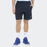 Short deportivo Le Coq Sportif color azul marino, con cintura elástica y logo de la marca bordado en la pierna derecha.