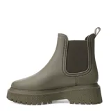 Bota de lluvia color beige, estilo Chelsea, con elástico lateral y suela track.