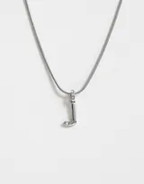 Cadena plateada de acero quirúrgico con dije de letra "B" con strass incrustados.