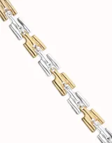 Pulsera de eslabones de aleación de metales bañada en plata de ley y oro de 18k.