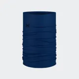 Accesorio tubular multifuncional Buff, color azul marino liso, fabricado con material reciclado, diseñado para protección solar y versatilidad de uso.