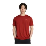 Remera deportiva verde militar de manga corta, con logo de Under Armour estampado en el pecho.