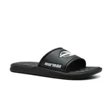 Sandalias ojotas negras con logo Mormaii en blanco.