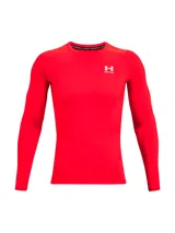 Remera de compresión Under Armour HeatGear de manga larga, color negro con logo blanco en el pecho.