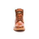 Botín acordonado Caterpillar Colorado para mujer, color marrón con textura símil cocodrilo y logo de la marca en el lateral.