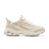 Championes Skechers Slip-ins D'Lites Smooth Nostalgia color crema con detalles en gris. Cuentan con plantilla Air Cooled Memory Foam y tecnología Heel Pillow.