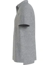 Chomba gris de piqué de algodón elástico, corte regular, cuello clásico y logo de Tommy Hilfiger bordado en el pecho.