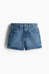 Short de jean azul de tiro alto, corte recto y cinco bolsillos.