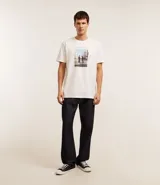 Remera blanca de algodón con estampa del álbum Wish You Were Here de Pink Floyd.