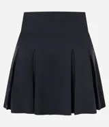 Short pollera negro de bengalina con cintura ancha y pliegues.