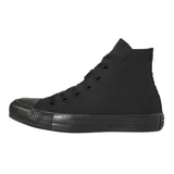 Championes Converse Chuck Taylor All Star de caña alta, color negro, confeccionados en lona con suela de goma.