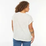 Camiseta blanca de algodón con estampado de conchas marinas.