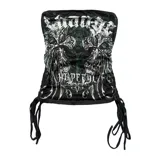 Top strapless ajustado (slim fit) con estampado gráfico en tonos negro, blanco y verde oscuro. Presenta cordones ajustables a los costados.