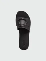 Sandalias tipo ojotas Moncler color negro, con tira ancha sobre el empeine y logo de la marca en relieve.
