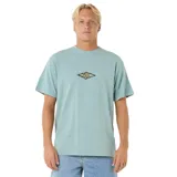 Remera verde de manga corta con cuello redondo y estampado centrado en el pecho con el logo de la marca Rip Curl.