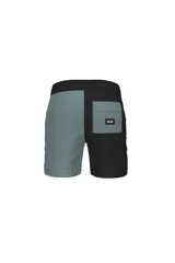 Short de baño negro y lila con cintura elástica ajustable con cordón.