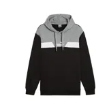 Canguro con capucha de color negro y gris, con forro polar, bolsillo canguro y ajuste en la capucha, presenta un diseño atlético con el logotipo PUMA.