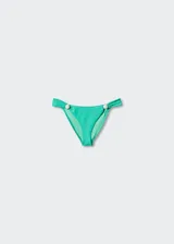 Braguita de bikini clásica en color turquesa, con adorno de conchas y forro interior.