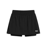 Pollera-short deportiva Fila Skort Flow III para mujer, color negro con detalles en blanco, de tejido técnico ligero y confortable, con cintura elástica y short interior.