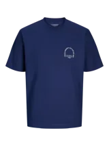 Camiseta de manga corta con cuello redondo y fit amplio, con estampado artístico en la parte trasera.