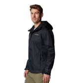 Campera impermeable Columbia Watertight II para hombre, color negro, con capucha ajustable, costuras selladas, bolsillos con cremallera y forro de malla transpirable.
