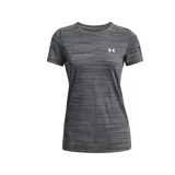 Remera Under Armour Tech Twist de mujer, color rosa jaspeado, de corte entallado, con mangas cortas y cuello en V.