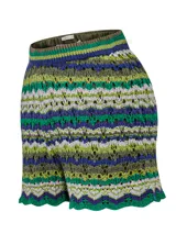Short tejido a crochet con cintura elastizada, tiro alto y calce ajustado.