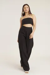 Top bandeau fucsia de lino.