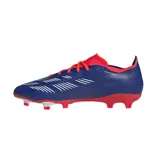 Championes de fútbol Adidas Predator League FG, color azul con detalles en blanco y rojo.