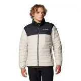 Campera puffer Columbia Powder Lite II, color verde oliva en la parte superior y verde claro en la parte inferior. Con cierre frontal, cuello alto, bolsillos laterales con cierre y logo de la marca bordado en el pecho.