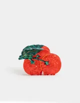 Broche para el pelo con forma de tomates rojos y hojas verdes, hecho de acrílico.