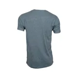 Remera gris jaspeado con estampado de tres quillas de surf con diferentes diseños.