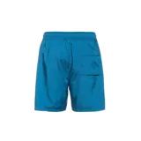Short de baño azul con cintura elástica y cordón ajustable. Logo de Nike bordado en blanco en la pierna izquierda.