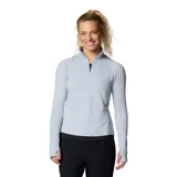 Remera deportiva Columbia Weekend Ascent Half Zip para mujer, color gris claro, de manga larga con orificios para los pulgares y cierre de media cremallera. Confeccionada con tejido transpirable Omni-Wick™ que absorbe la humedad y neutraliza los olores.