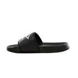 Ojotas negras tipo slide marca Umbro, con logo blanco en la tira.