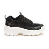 Championes Caterpillar Intruder Lite Vent, color negro con suela blanca. Confeccionados en cuero y malla, con forro de gamuza y plantilla de espuma de PU.