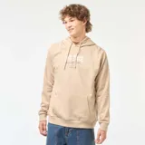 Buzo beige con capucha y bolsillo tipo canguro. Estampado frontal con logo de la serie de anime 'One Piece'.