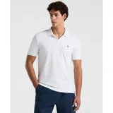 Polo blanco de tejido interlock con cuello clásico y tapeta de botones. Presenta logo Sticker Pete bordado en el pecho.