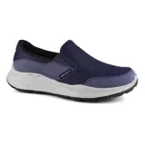 Championes Skechers Relaxed Fit Equalizer 5.0, color azul marino, sin cordones, capellada de malla y material sintético, plantilla Air-Cooled Memory Foam y suela Dual-Lite.