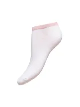 Medias blancas de corte bajo con borde superior plateado brillante.